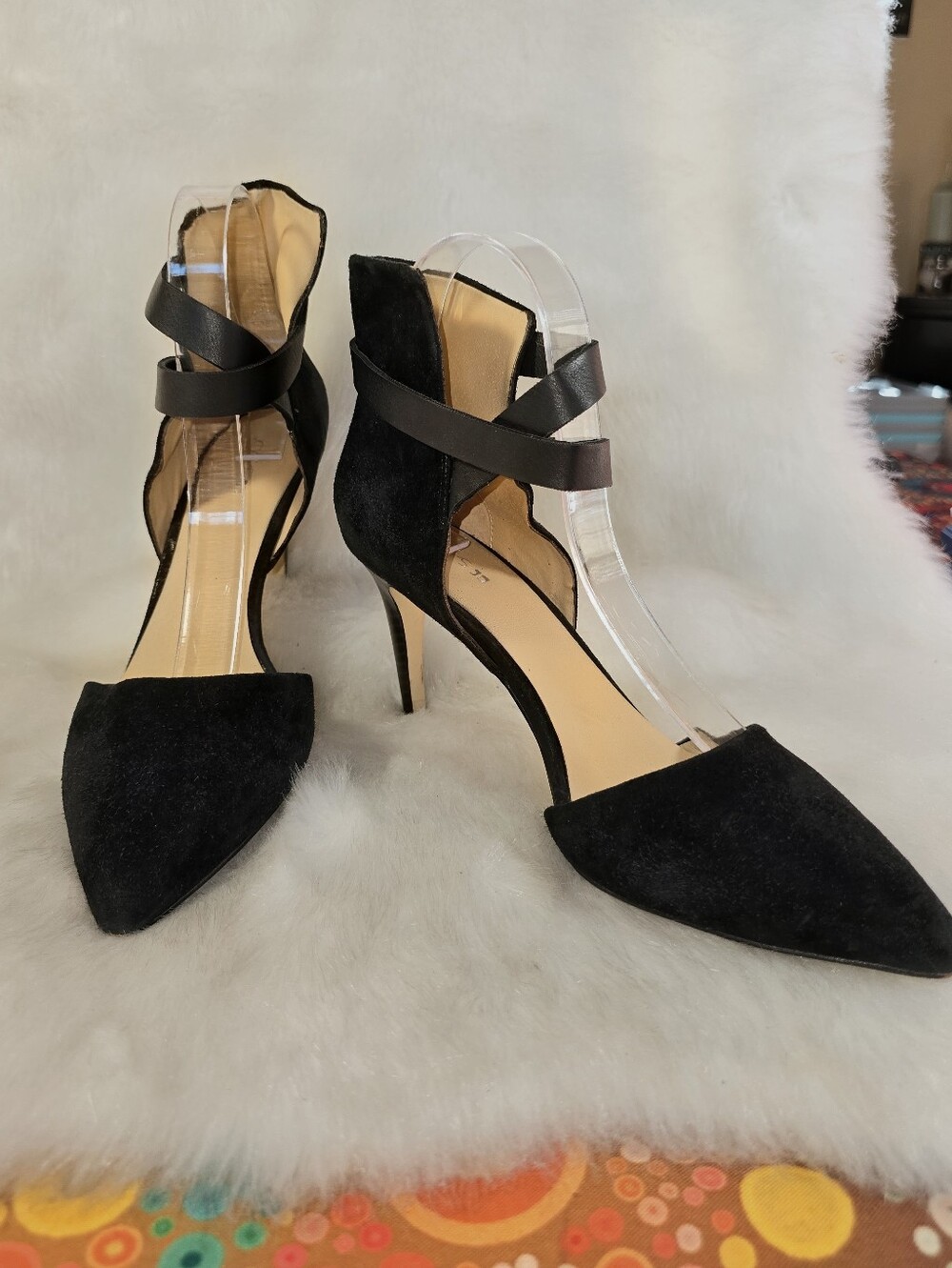 Joe's Jeans "Laney" Black Suede Suede Pointed-Toe Strappy Ankle Heel - Women